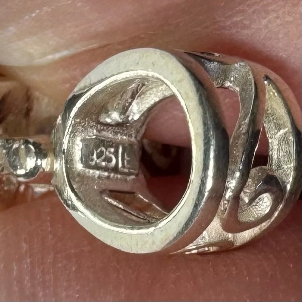 Vintage 925 Sterling Silver Pearl Heart Pendant